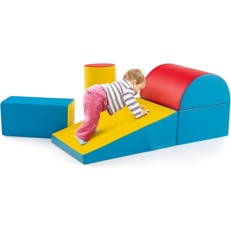 foto del prodotto costway set di 5 blocchi con diverse forme e colori, giocattolo per arrampicata e strisciamento, aiuta i bambini a crescere stile 4 