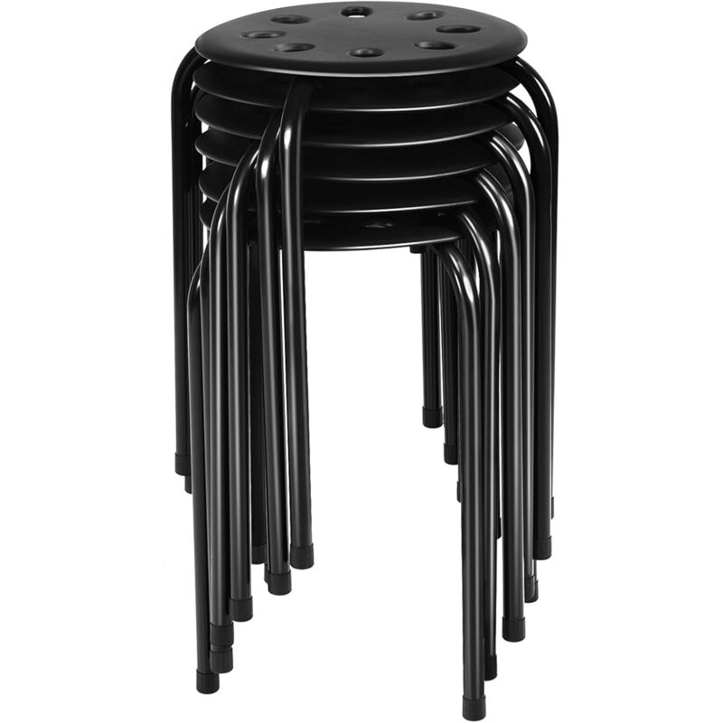 foto del prodotto costway set di 6 sgabello tondo impilabile in metallo, sgabello cucina basso per bambini adulti, sgabelli da bar casa ufficio aule, 30 x 30 x 44,5 cm