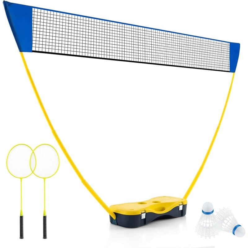 foto del prodotto costway set di badminton con rete, racchette, 2 volani e scatola di conservazione, set di badminton portatile per 2 giocatori da esterno per