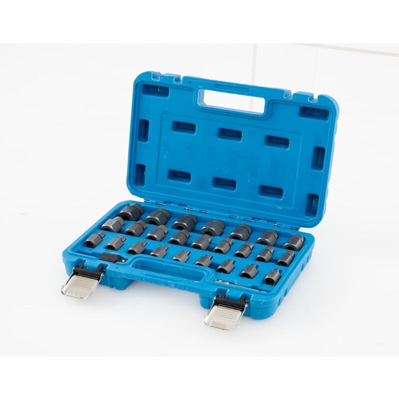 foto del prodotto costway set di estrattori per viti da 27 pezzi, kit di rimozione bulloni con doppia testa e innesto da 3 8, estrattori multi spline per viti e