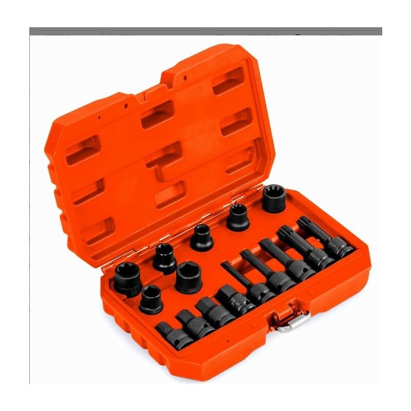 foto del prodotto costway set di estrattori per viti da 27 pezzi, kit di rimozione bulloni con doppia testa e innesto da 3 8, estrattori multi spline per viti e