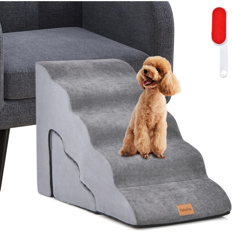 foto del prodotto costway set di rampe in schiuma per cani con 5 e 3 gradini, scale morbide per cani antiscivolo per divano e letto per cani piccoli e anziani,
