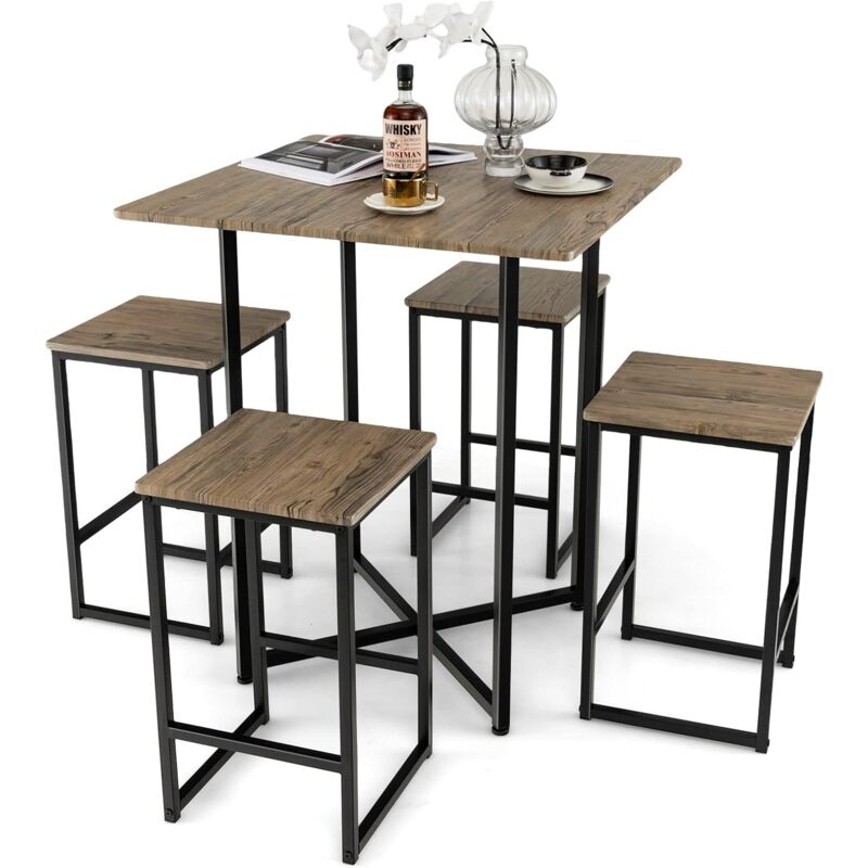 foto del prodotto costway set di tavoli quadrati salvaspazio per piccoli spazi, appartamenti, piccoli set di tavoli alti da cucina per 4 persone con struttura in