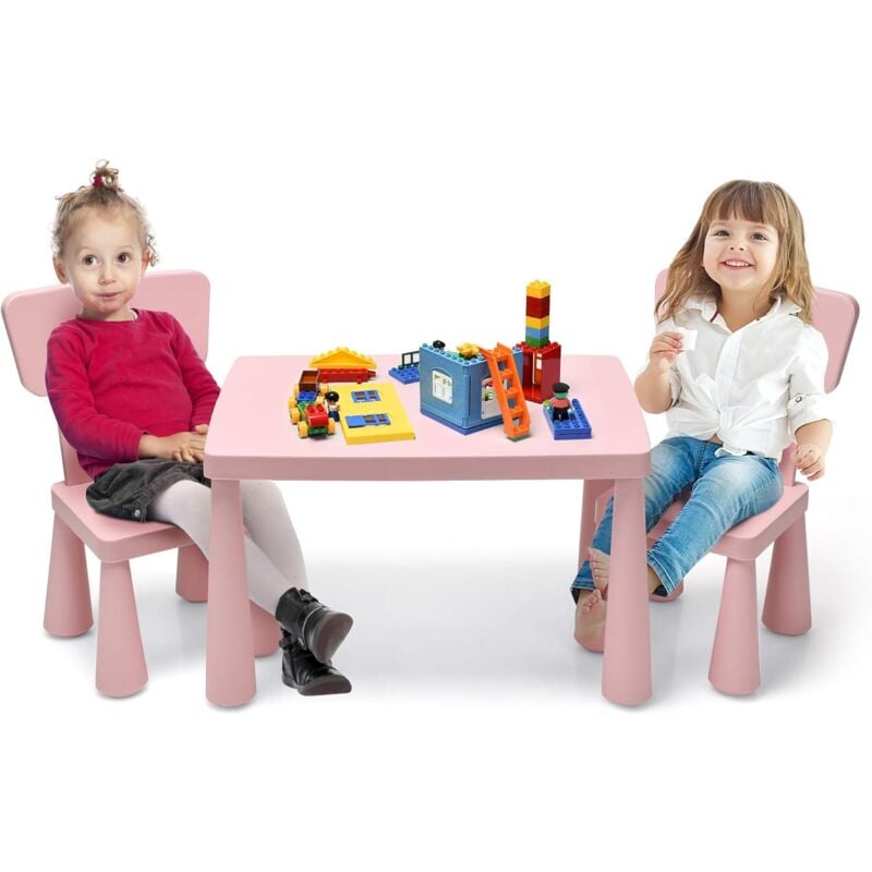 foto del prodotto costway set di tavolo e sedie per bambini, multifunzione, tavolo e 2 sedie da gioco, facile da montare, capacit di carico 50 kg, 76,5 x 54,5 x