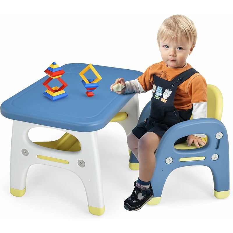 foto del prodotto costway set tavolo e sedia per bambini con forma di dinosauro, set scrivania attivit artistiche e studio per bambini, ideale per bambini 1 5 anni,