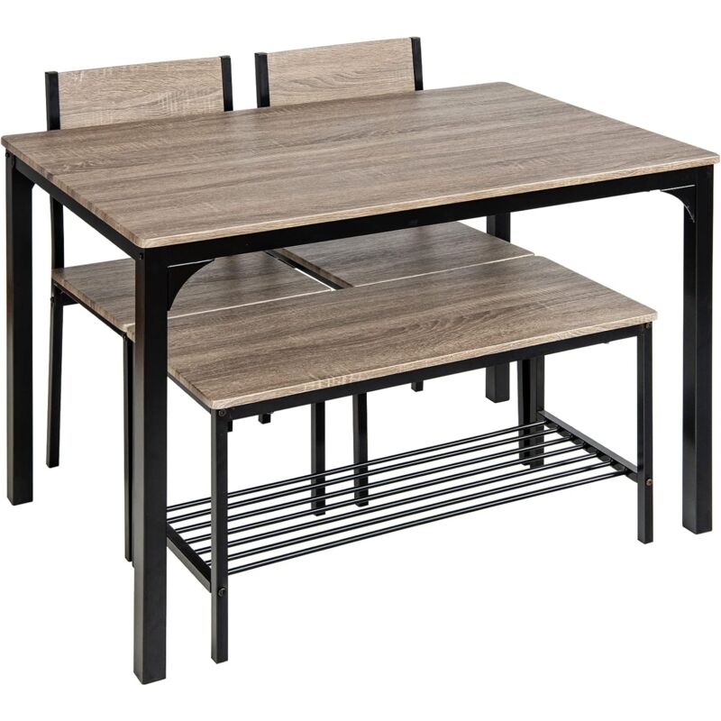 foto del prodotto costway set tavolo e sedie da cucina 4 pezzi, tavolo da pranzo con 2 sedie e 1 panca, set mobili da cucina salvaspazio con 4 posti, per cucina,