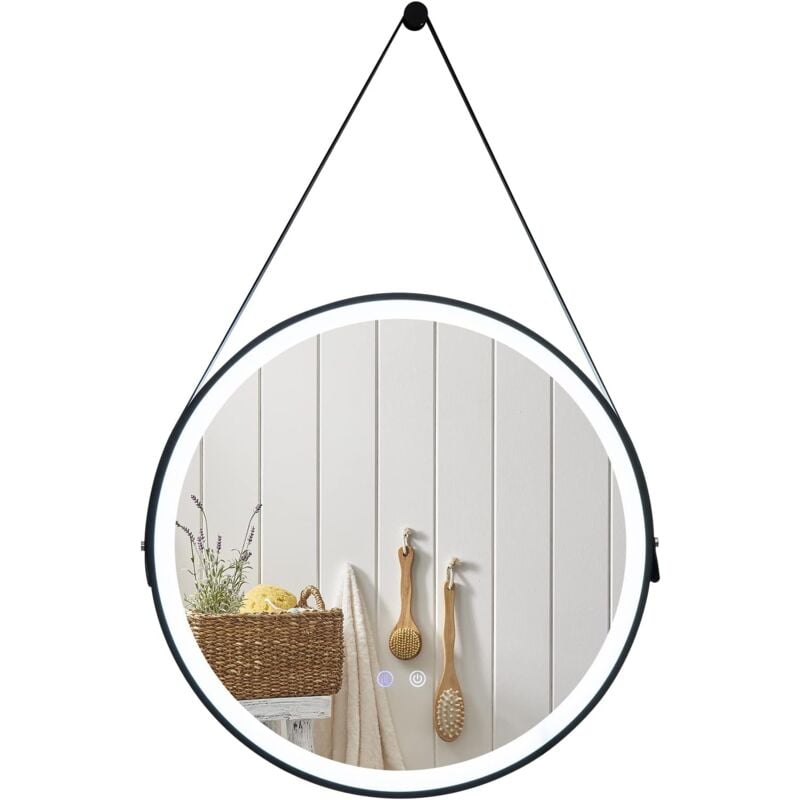 foto del prodotto costway specchio da bagno led rotondo 60 cm, specchio da parete con funzione anti appannamento e memoria, 3 colore, per bagno camera da letto