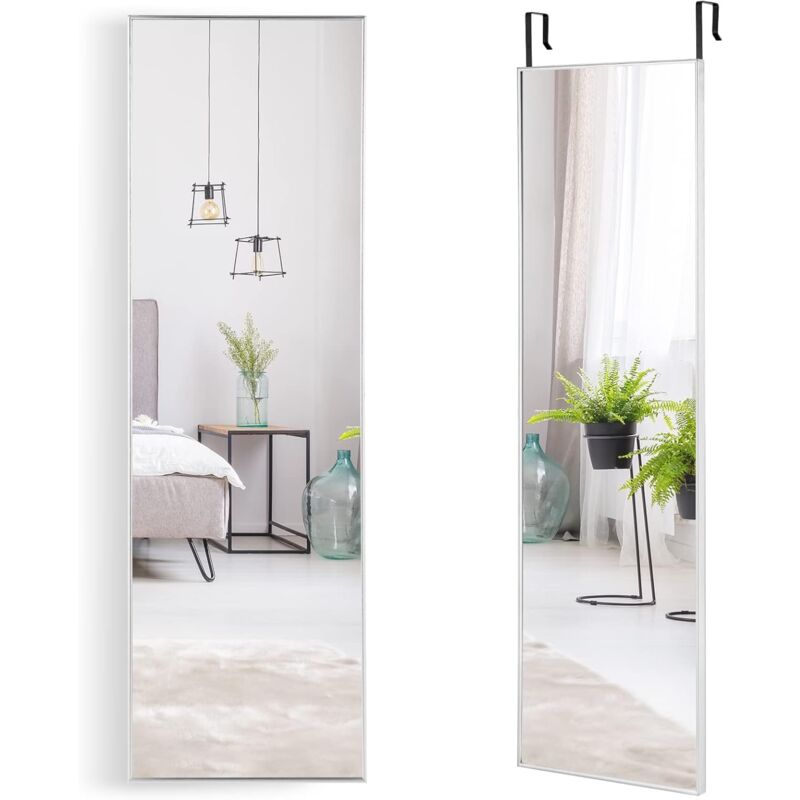 foto del prodotto costway specchio da parete lungo, specchio da terra appendere con cornice in lega di alluminio e ganci, per camera da letto e soggiorno, 120 x 37 cm