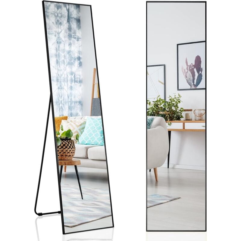foto del prodotto costway specchio da parete lungo, specchio da terra appendere con cornice in lega di alluminio e ganci, per camera da letto e soggiorno, 160 x 40
