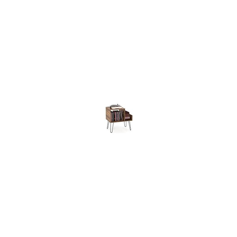 foto del prodotto costway supporto per giradischi con presa di corrente, espositore per dischi con presa di corrente e porta usb, capacit fino a 145 album, per