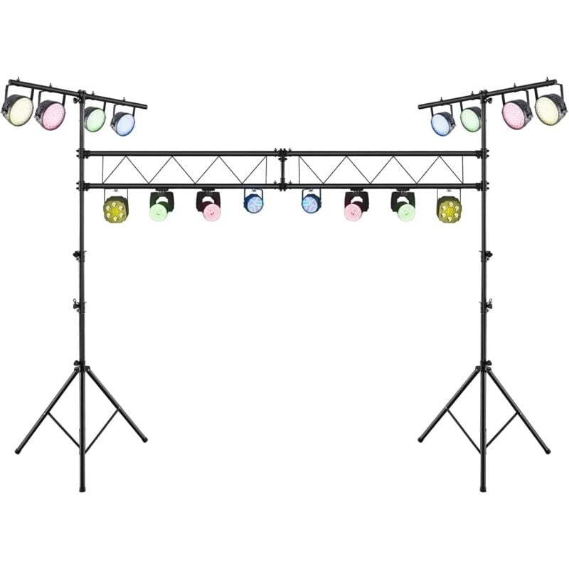foto del prodotto costway supporto per illuminazione dj portatile da 350 cm, supporto per luci pieghecole in metallo con altezza regolabile, 32 punti di montaggio,