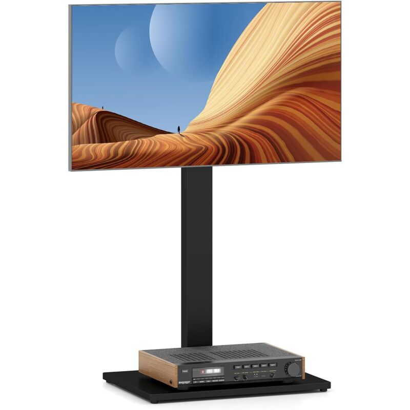 foto del prodotto costway supporto tv da pavimento per schermi plasma lcd led 32 70 pollici, supporto tv altezza regolabile e girevole, porta tv con staffe fino a 50