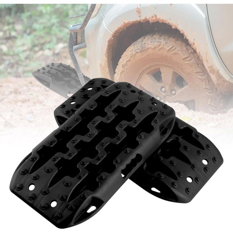 foto del prodotto costway tappetino di trazione 2 pezzi, carico 10t, piastre di trazione per suv camper auto camion, tavola di recupero per piste offroad, per sabbia,