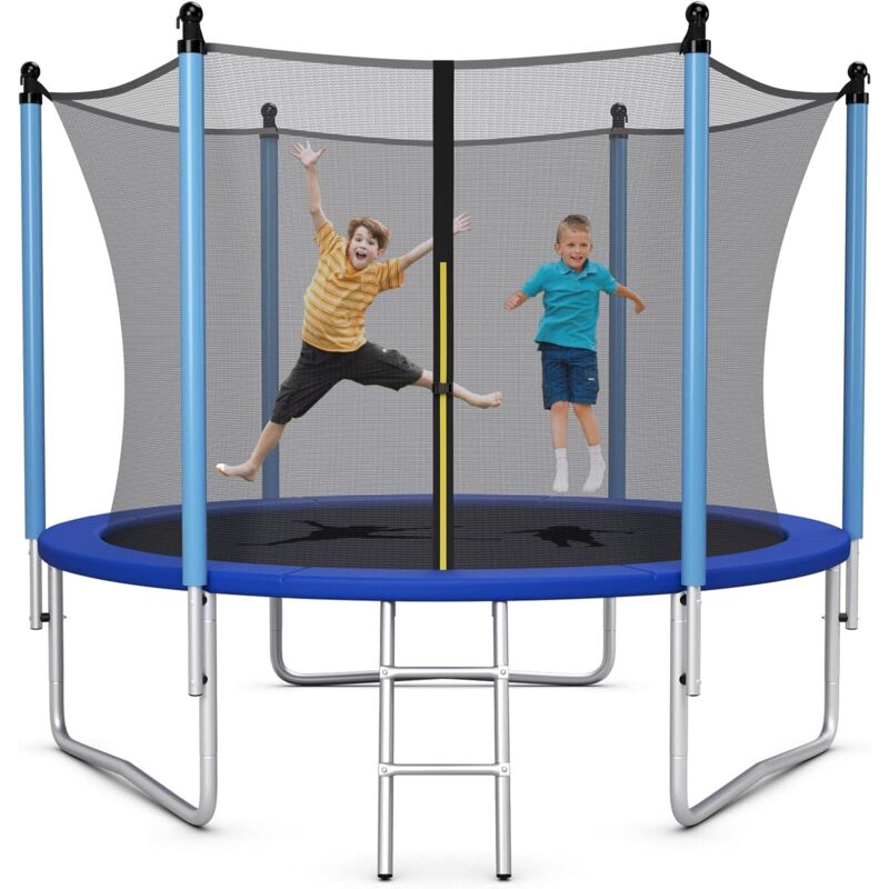 foto del prodotto costway tappeto elastico per bambini 244 305 366 427cm certificato gs, trampolino elastico da interno ed esterno con rete, tubi galvanizzati