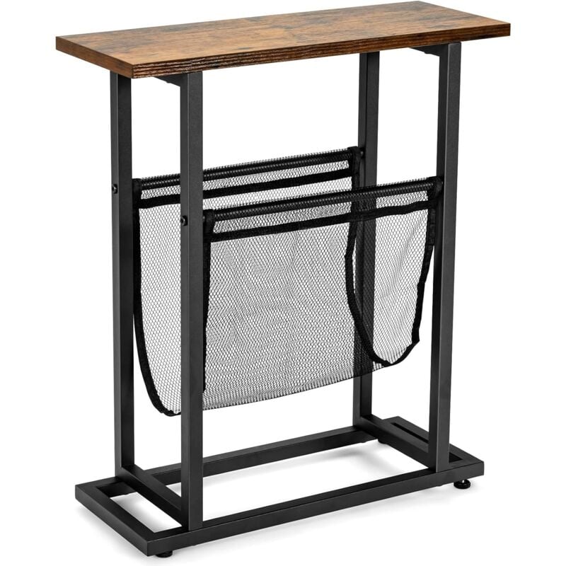 foto del prodotto costway tavolino di servizio a 2 livelli, tavolino laterale in stile industriale, comodino retr con porta riviste, tavolino da caff per salone