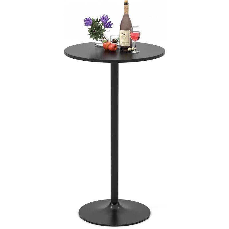 foto del prodotto costway tavolo da bar rotondo 70 regolabile in altezza 56 cm 101,5 cm , tavolo da caff alto in legno e metallo, tavolino bistrot moderno con