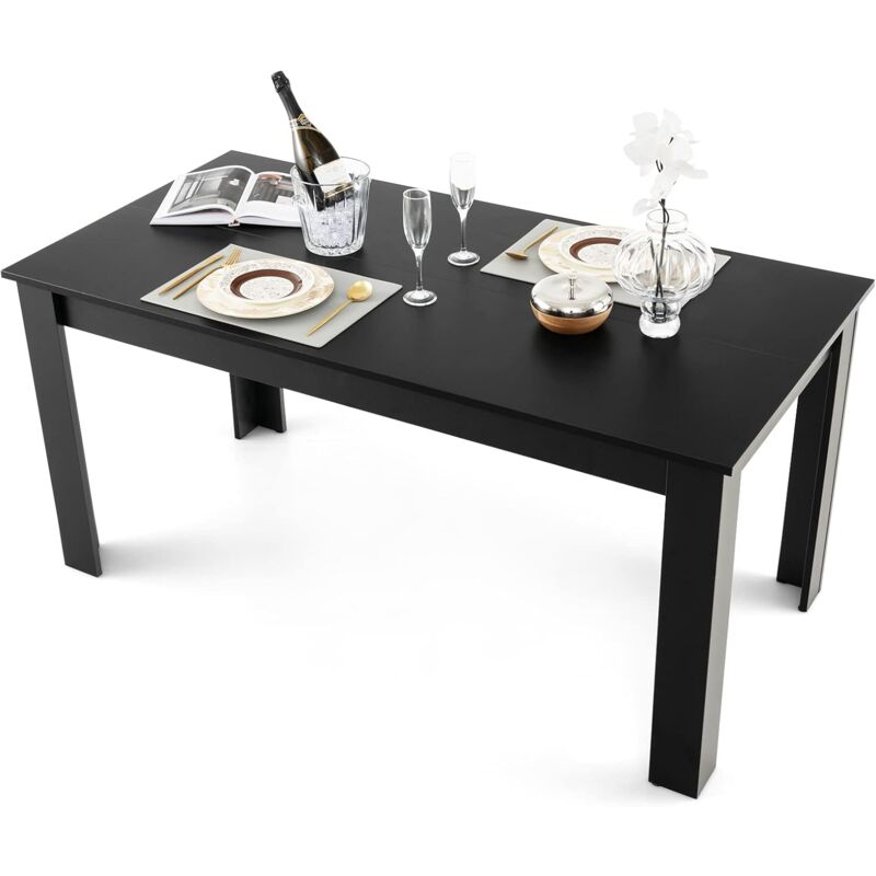 foto del prodotto costway tavolo da pranzo allungabile 160 cm, tavolo da pranzo rettangolare con gambe robuste, tavolo moderno da cucina e sala da pranzo per massimo