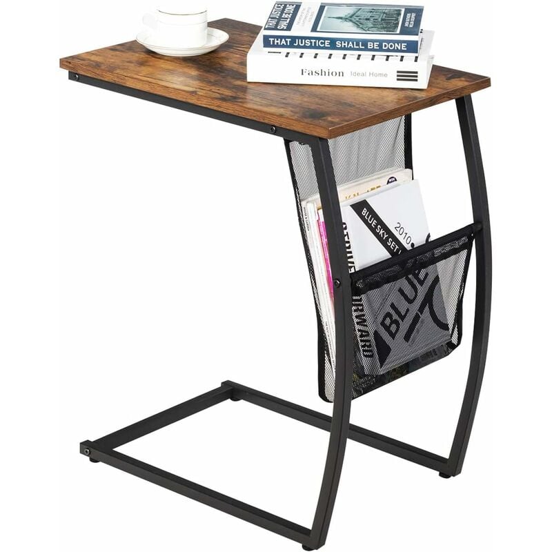 foto del prodotto costway tavolo servitore porta pc per sedia letto, tavolino serviletto, stile industriale, con tasca