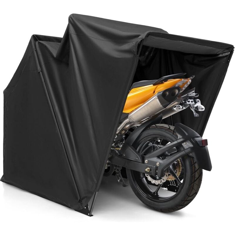 foto del prodotto costway telo moto per esterno, garage per moto con copertura in tessuto oxford, finestre a rullo in rete, portatile e impermeabile, 342 x 137 x 193