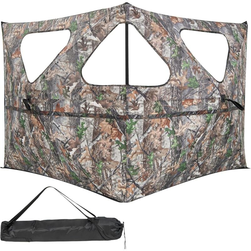 foto del prodotto costway tenda da caccia trasparente a 360 gradi portatile, tenda da terra a 2 pannelli con borsa per trasporto, tenda da caccia mimetico per caccia