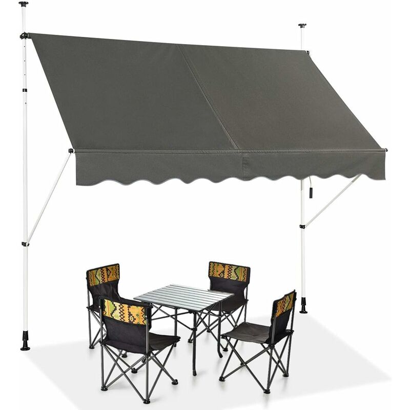 foto del prodotto costway tenda da sole per esterno, tenda da sole a bracci estensibili con struttura telescopica e tessuto resistene ai raggi solari, regolabile in
