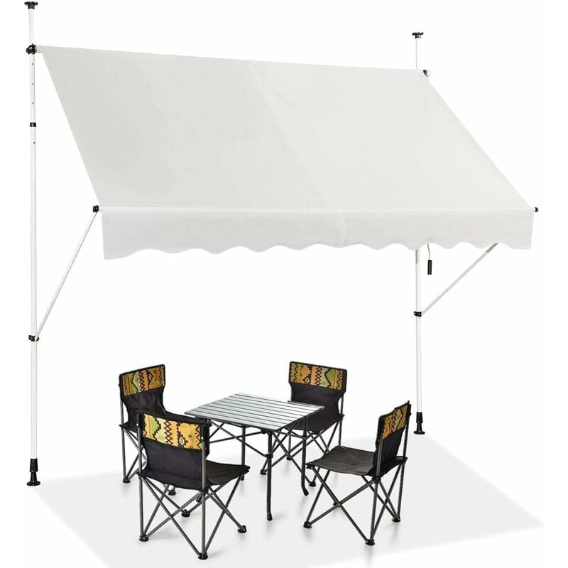 foto del prodotto costway tenda da sole per esterno, tenda da sole a bracci estensibili con struttura telescopica e tessuto resistene ai raggi solari, regolabile in