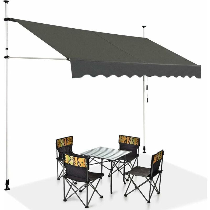 foto del prodotto costway tenda da sole per esterno, tenda da sole a bracci estensibili con struttura telescopica e tessuto resistene ai raggi solari, regolabile in
