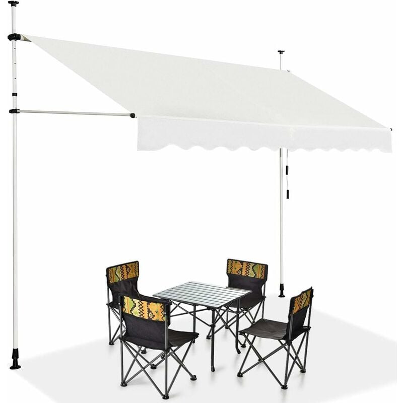 foto del prodotto costway tenda da sole per esterno, tenda da sole a bracci estensibili con struttura telescopica e tessuto resistene ai raggi solari, regolabile in