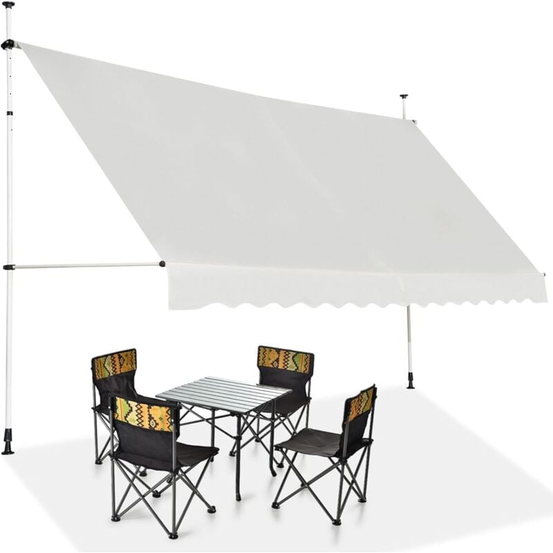 foto del prodotto costway tenda da sole per esterno, tenda da sole a morsetto per balcone con struttura telescopica e tessuto resistene ai raggi solari, regolabile