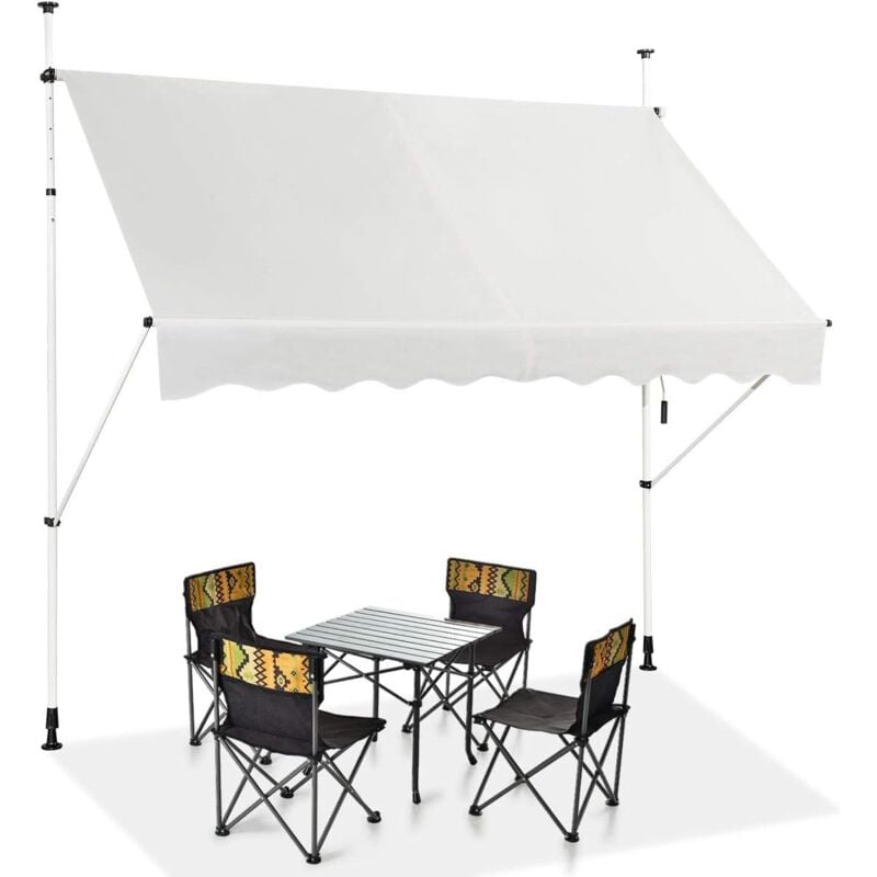 foto del prodotto costway tenda da sole per esterno, tenda da sole a morsetto per balcone con struttura telescopica e tessuto resistene ai raggi solari, regolabile