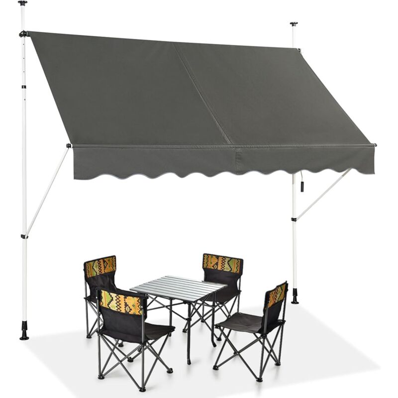 foto del prodotto costway tenda da sole per esterno, tenda da sole a morsetto per balcone con struttura telescopica e tessuto resistene ai raggi solari, regolabile