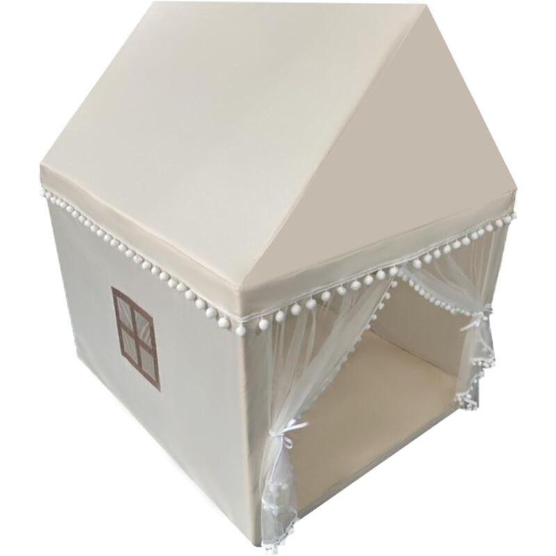 foto del prodotto costway tente de jeux enfant avec tapis doux lavable, maison de jeu en ch teau de style princesse en coton, cadre en bois pour 3 4 gar ons et