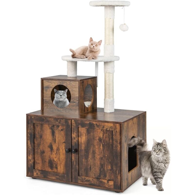 foto del prodotto costway tiragraffi per gatti adulti con cuccia, cassette per gatti, piattaforma, cuscini e tiragraffi, albero tiragraffi per gatti grandi alto in