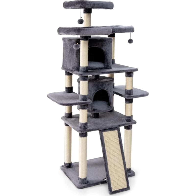 foto del prodotto costway tiragraffi per gatti adulti, tiragraffi per gatti con cuccia, piattaforma, cuscini e tiragraffi, albero tiragraffi per gatti grandi alto in