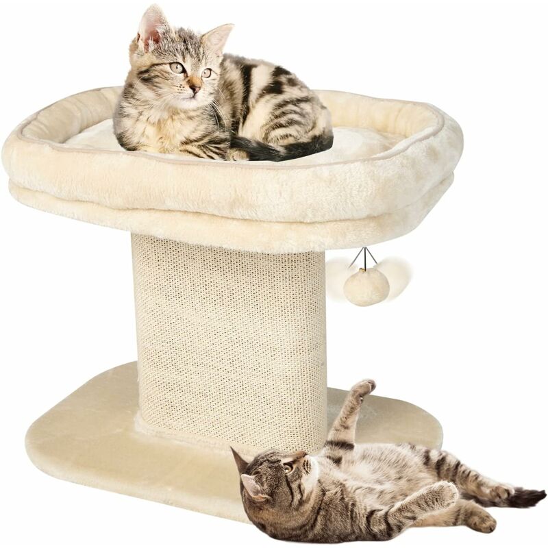 immagine 0 del prodotto costway tiragraffi per gatti, albero tiragraffi gatto con grande cuccia in peluche e tiragraffi in sisal e palla, tiragraffi da divano in legno per
