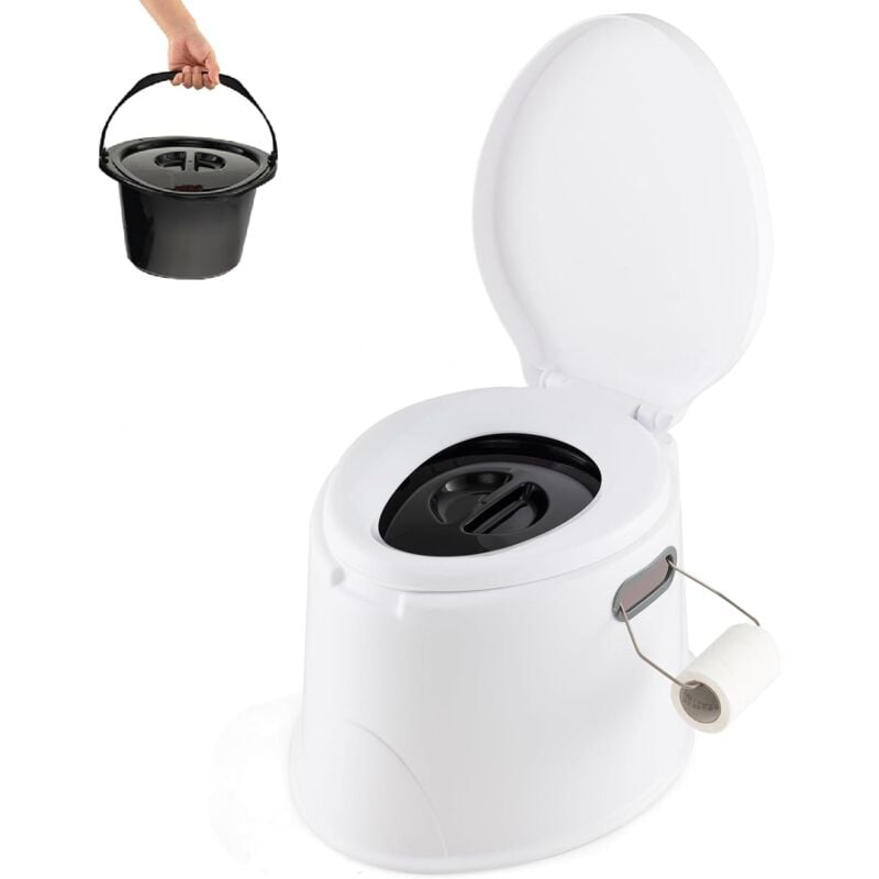foto del prodotto costway toilette portatile wc chimico, wc da viaggio portatile, leggera con secchio interno rimovibile, supporto carico 200kg