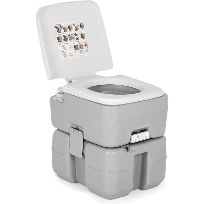 immagine 0 del prodotto costway toilette wc portatile da campeggio con 20 l di serbatoio acque reflue e pompa di scarico, indicatore del livello dell acqua, carico massimo
