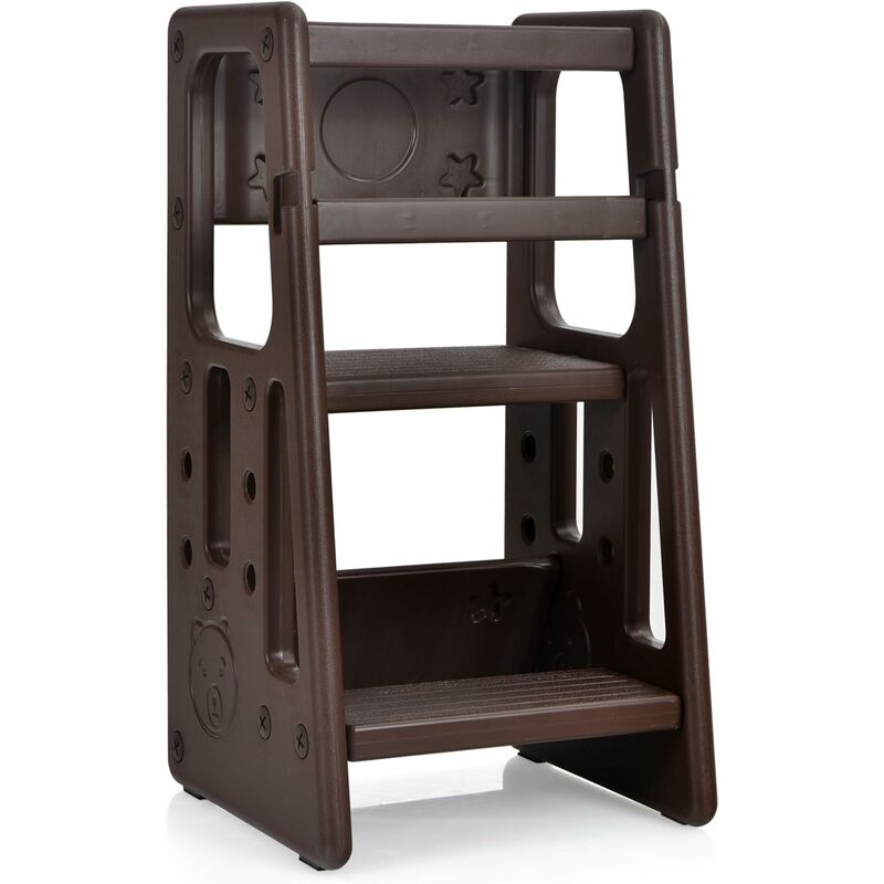 foto del prodotto costway torre di apprendimento per bambini con barriera di sicurezza, 3 altezze regolabili e cuscinetti antiscivolo, ideale per cucina, bagno e