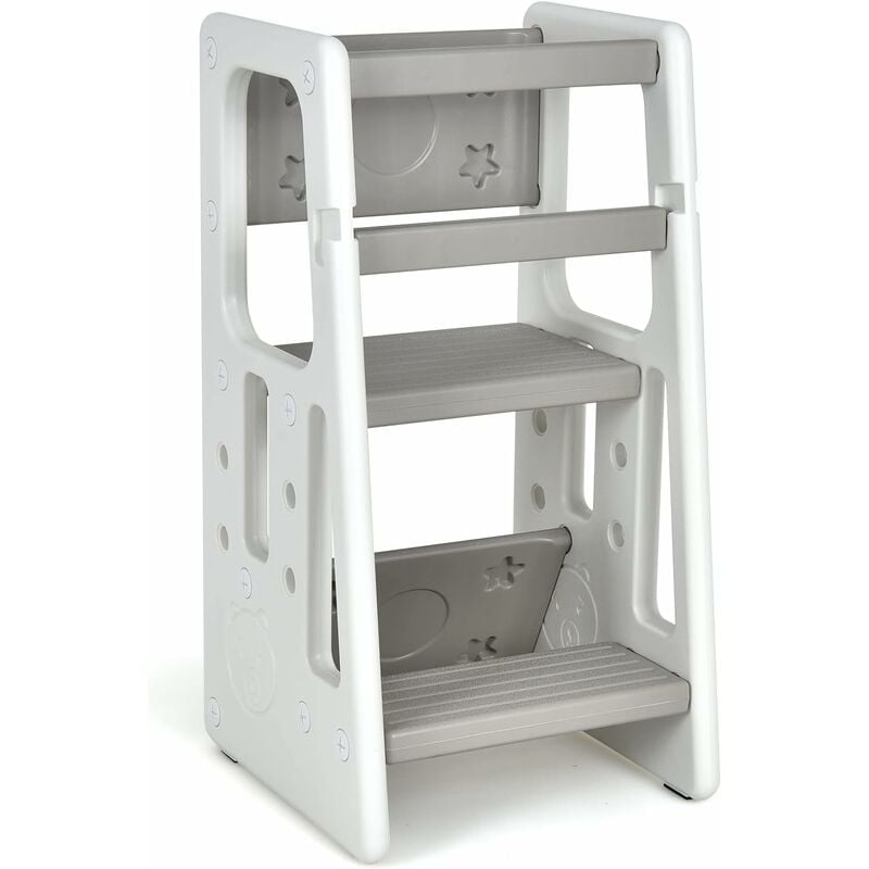 immagine 0 del prodotto costway torre di apprendimento per bambini con barriera di sicurezza, 3 altezze regolabili e cuscinetti antiscivolo, ideale per cucina, bagno e