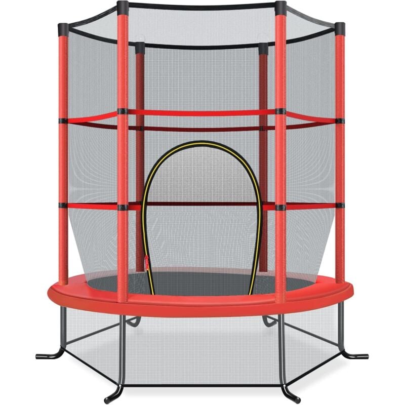 foto del prodotto costway trampolino elastico da giardino per bambini, con struttura in acciaio resistente,rete di sicurezza e cusicnetti antiscivolo, portata