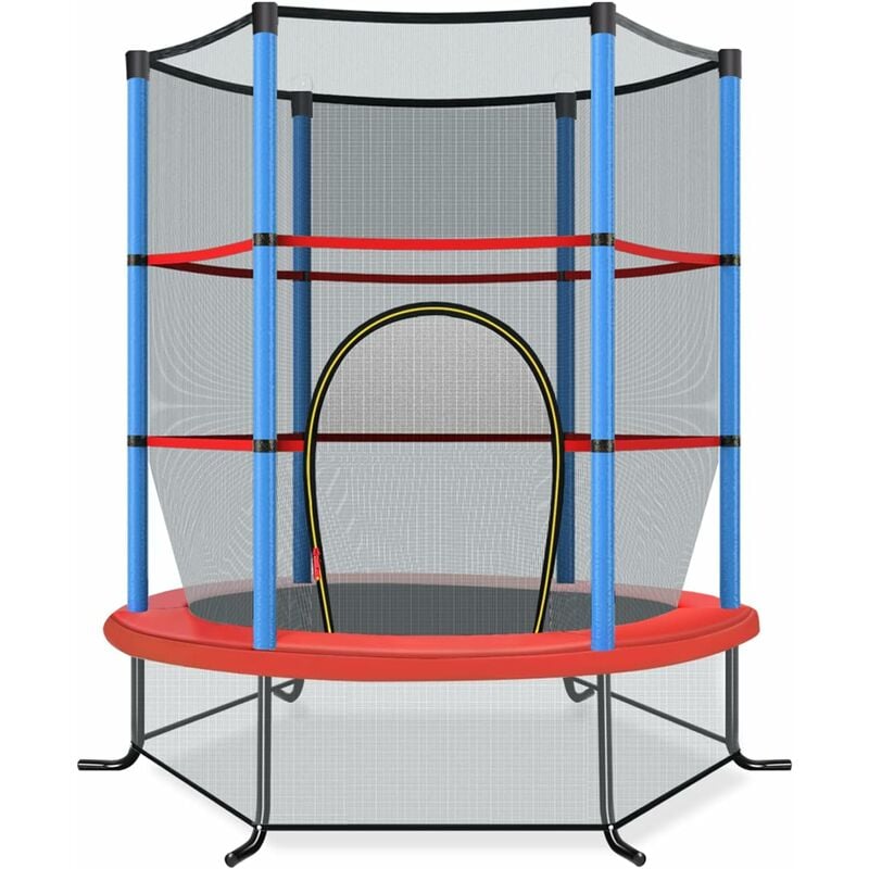 foto del prodotto costway trampolino elastico da giardino per bambini, con struttura in acciaio resistente,rete di sicurezza e cusicnetti antiscivolo, portata