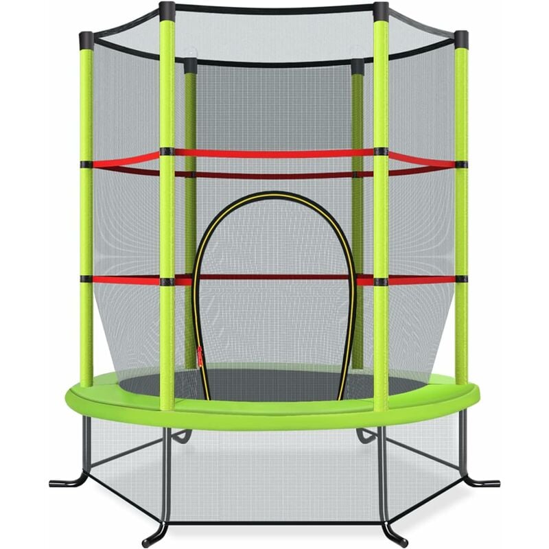 foto del prodotto costway trampolino elastico da giardino per bambini, con struttura in acciaio resistente,rete di sicurezza e cusicnetti antiscivolo, portata
