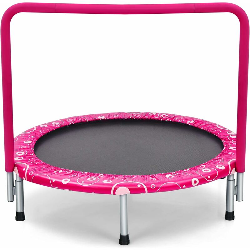 foto del prodotto costway trampolino elastico per bambini, tappeto elastico pieghevole per bambini con copertura, cuscinetti antiscivolo e maniglia, carico massimo