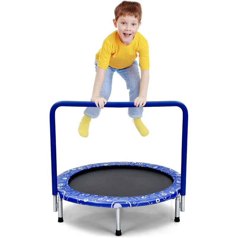foto del prodotto costway trampolino elastico per bambini, tappeto elastico pieghevole per bambini con copertura, cuscinetti antiscivolo e maniglia, carico massimo