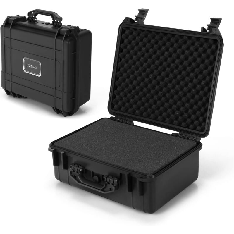 foto del prodotto costway valigetta per macchina fotografica impermeabile, custodia per fotocamera con inserto in schiuma personalizzabile, impermeabile ip66 e