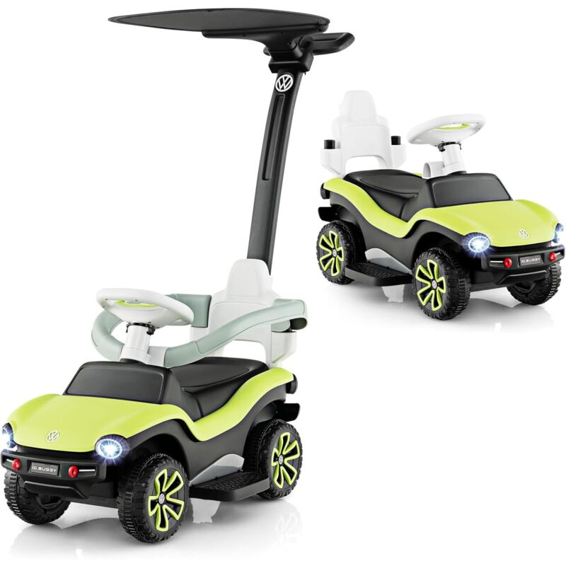 foto del prodotto costway volkswagen 3 in 1 macchina cavalcabile a spinta per bambini, auto a spinta con maniglione regolabile parasole e musica, ideale per bambini