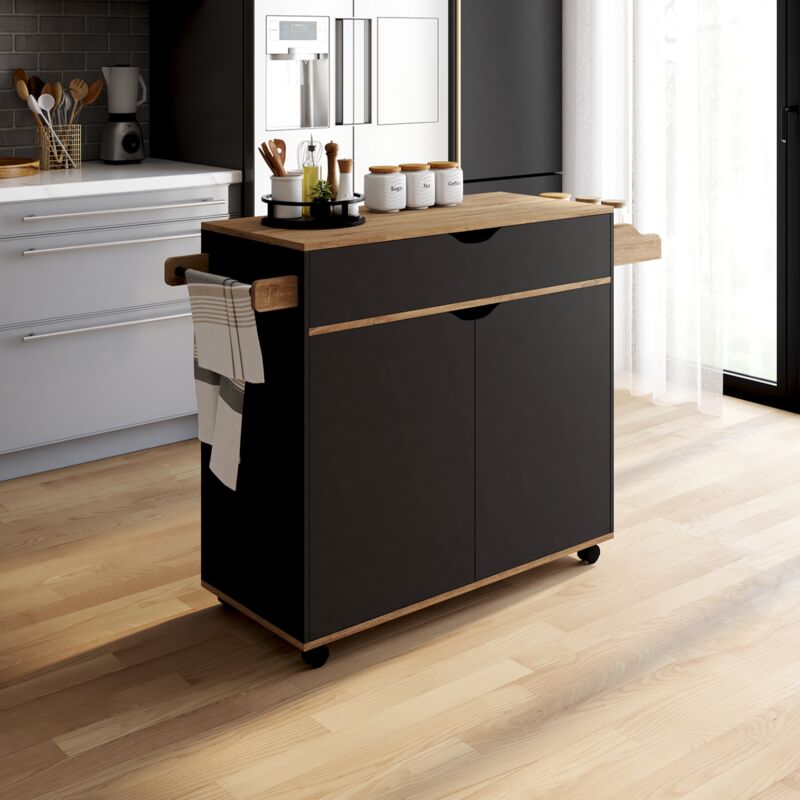 foto del prodotto cosy xxl l.90 cm aparador de cocina con caj n negro y estantes estilo haya