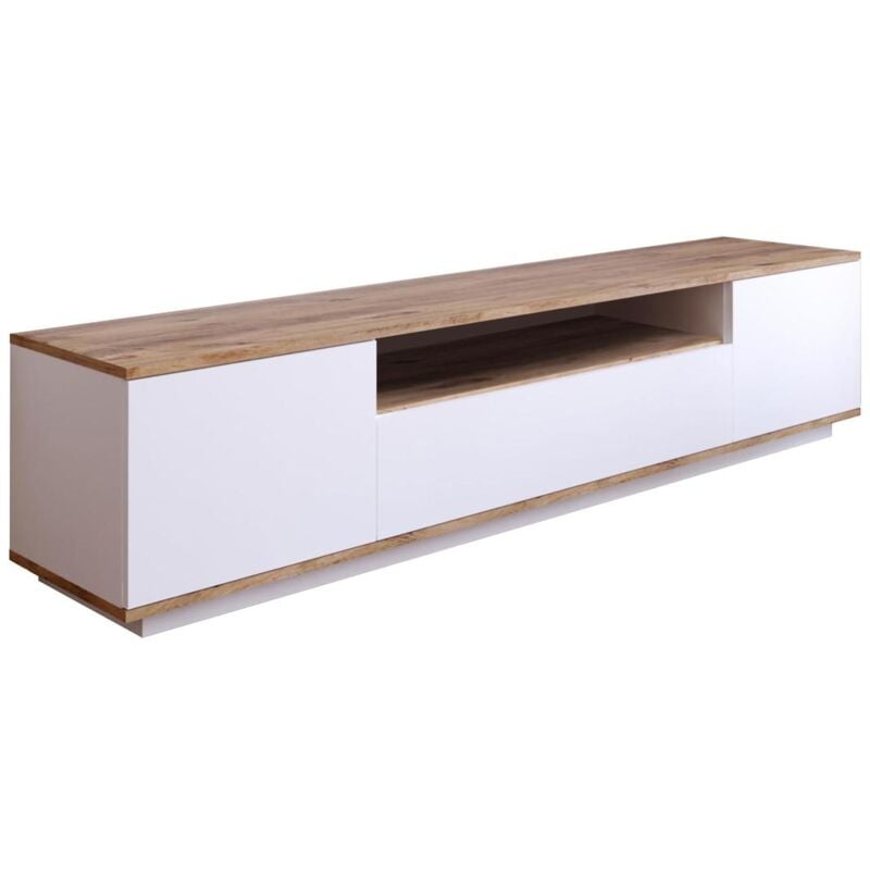foto del prodotto cotecosy mobile tv con 3 ante e 1 nicchia bianco e naturale lotula