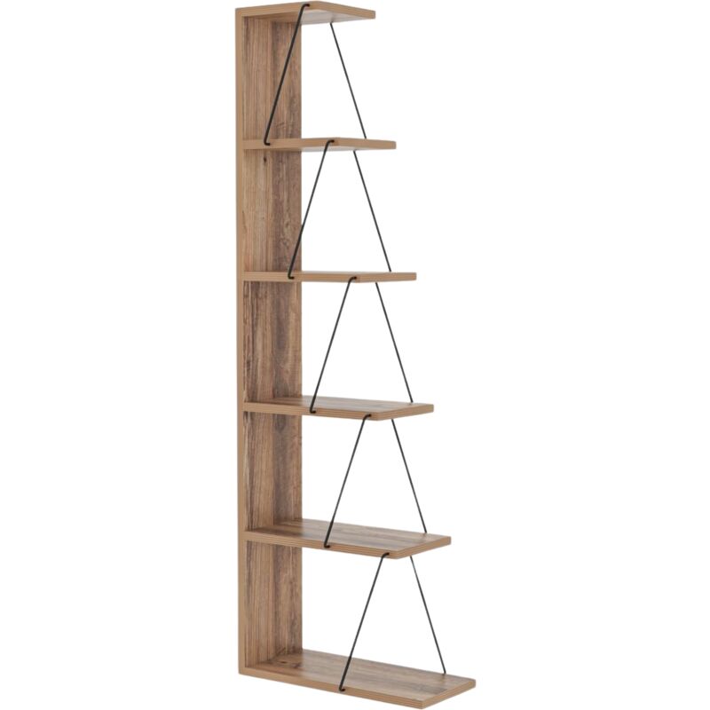 foto del prodotto cotecosy scaffale ad angolo 6 ripiani decor pino e nero h150 cm tlos