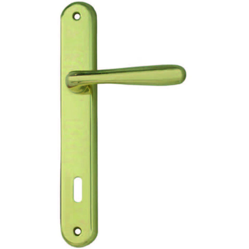 foto del prodotto cottali maniglia karol con placca in zama finitura ottone lucido mm.90 foro normale
